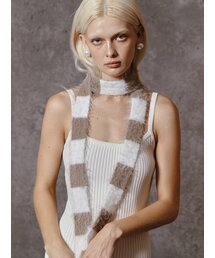 MEENDERI（ミーンデリ）の「MIXED STRIPE KNIT MUFFLER - WHITE BEIGE（マフラー）」