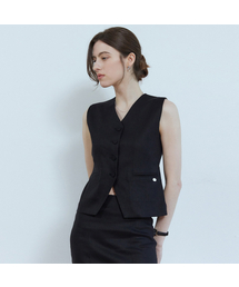 ADAUL（アダウル）の「Corn linen sleeveless vest - black（ベスト）」