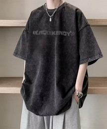 【UNISEX】ヴィンテージ風ウォッシュド加工 ストリート ビッグシルエットT ハーフスリーブ