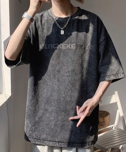 SHEPP(シープ)の「【UNISEX】ヴィンテージ風ウォッシュド加工 ストリート ビッグシルエットT ハーフスリーブ(Tシャツ/カットソー・メンズ・ブラック・M/L)」の6枚目の写真