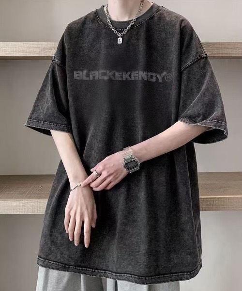 SHEPP(シープ)の「【UNISEX】ヴィンテージ風ウォッシュド加工 ストリート ビッグシルエットT ハーフスリーブ(Tシャツ/カットソー・メンズ・ブラック・M/L)」の7枚目の写真