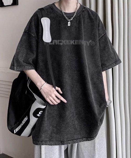 SHEPP(シープ)の「【UNISEX】ヴィンテージ風ウォッシュド加工 ストリート ビッグシルエットT ハーフスリーブ(Tシャツ/カットソー・メンズ・ブラック・M/L)」の9枚目の写真