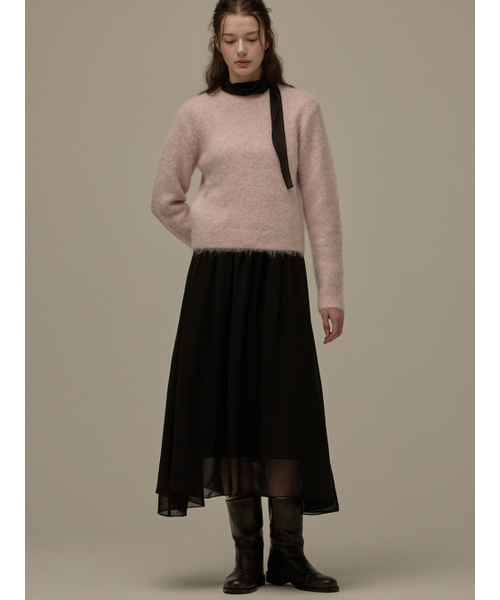 BEMUSE MANSION（ビミューズマンション）の「Sheer long dress - Beige（ワンピース・レディース・Beige・FREE）」の3枚目の写真