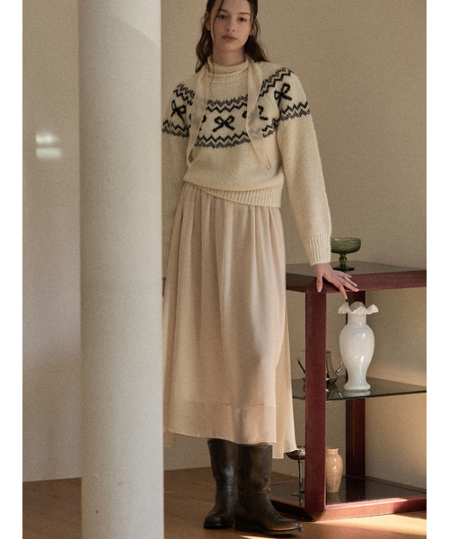 BEMUSE MANSION（ビミューズマンション）の「Sheer long dress - Beige（ワンピース・レディース・Beige・FREE）」の4枚目の写真