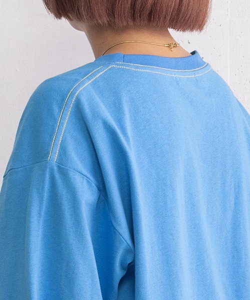 POU DOU DOU(プードゥドゥ)の「スリットデザインロゴ刺繍ロンT(Tシャツ/カットソー・レディース・オフホワイト/ブルー/ネイビー・3)」の17枚目の写真