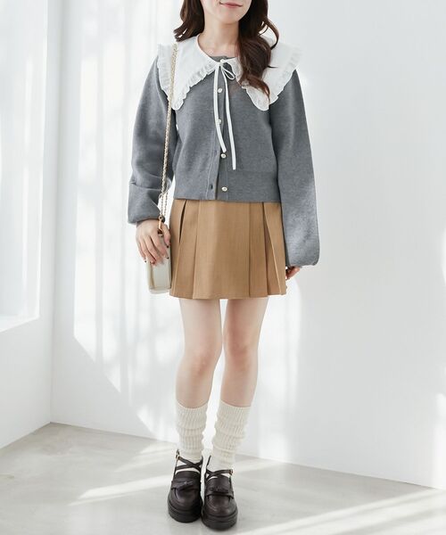 MAJESTIC LEGON（マジェスティックレゴン）の「フリルカラーセットニットカーディガン（カーディガン/ボレロ・レディース・ネイビー/アイボリー/グレー・MEDIUM）」の22枚目の写真