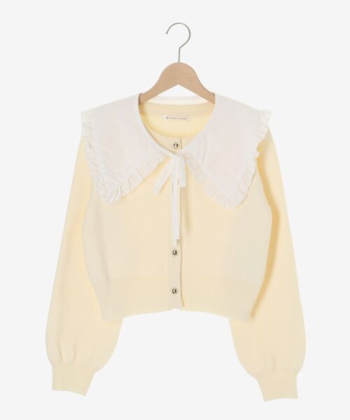 MAJESTIC LEGON（マジェスティックレゴン）の「フリルカラーセットニットカーディガン（カーディガン/ボレロ・レディース・ネイビー/アイボリー/グレー・MEDIUM）」の5枚目の写真