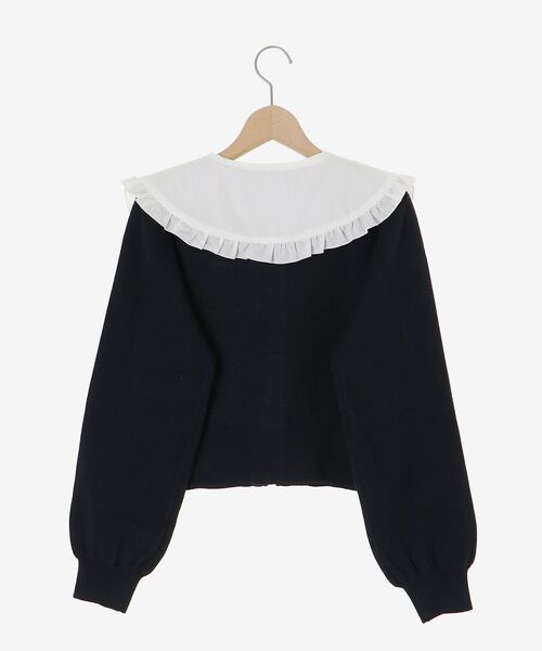 MAJESTIC LEGON（マジェスティックレゴン）の「フリルカラーセットニットカーディガン（カーディガン/ボレロ・レディース・ネイビー/アイボリー/グレー・MEDIUM）」の8枚目の写真