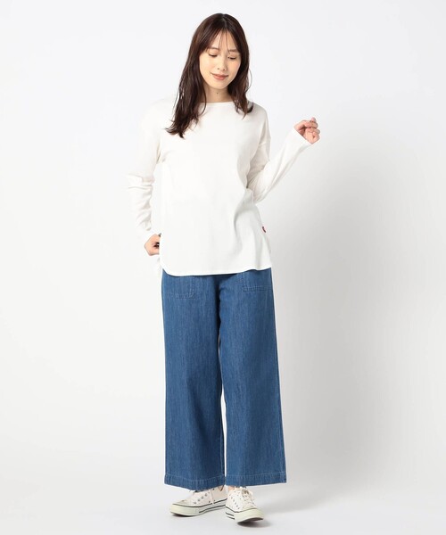 Grand PARK(グランドパーク)の「【日本製】長袖 裾ラウンドカットソー(Tシャツ/カットソー・レディース・ホワイト/チャコールグレー・FREE)」の3枚目の写真