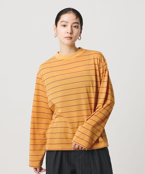 コットンポリエステル ボーダー ロングスリーブTシャツ（Tシャツ