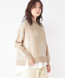 studio CLIP | 14ゲージフラワーフクレジャガードニット×インナーセット(ニット/セーター)