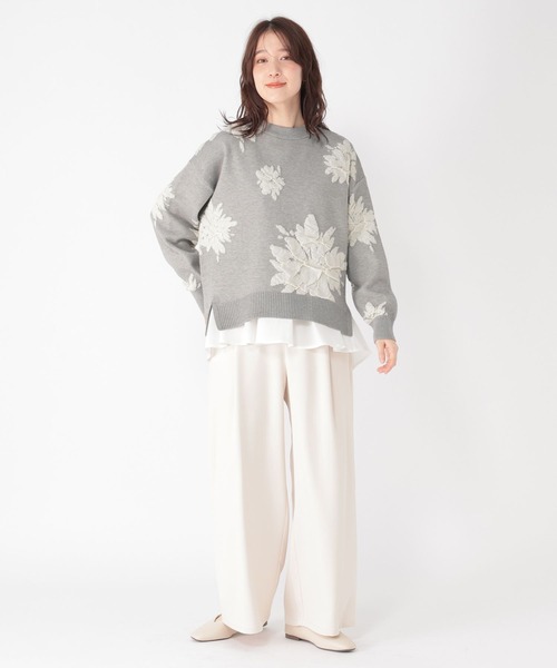 studio CLIP（スタディオクリップ）の「14ゲージフラワーフクレジャガードニット×インナーセット（ニット/セーター・レディース・ライトグレー/ライトベージュ/オフホワイト・FREE）」の11枚目の写真