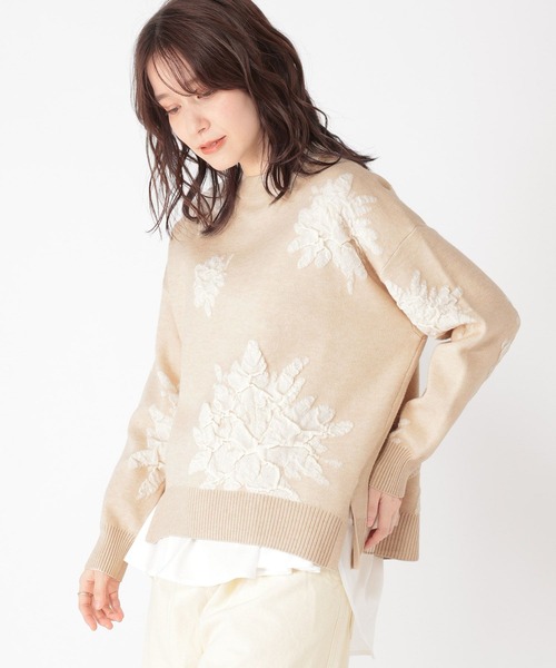 studio CLIP（スタディオクリップ）の「14ゲージフラワーフクレジャガードニット×インナーセット（ニット/セーター・レディース・ライトグレー/ライトベージュ/オフホワイト・FREE）」の13枚目の写真