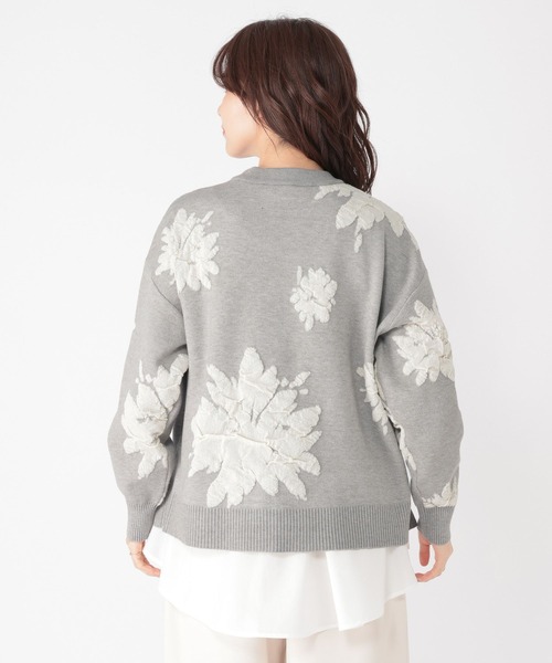 studio CLIP（スタディオクリップ）の「14ゲージフラワーフクレジャガードニット×インナーセット（ニット/セーター・レディース・ライトグレー/ライトベージュ/オフホワイト・FREE）」の18枚目の写真