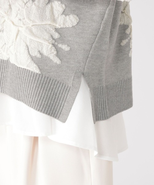 studio CLIP（スタディオクリップ）の「14ゲージフラワーフクレジャガードニット×インナーセット（ニット/セーター・レディース・ライトグレー/ライトベージュ/オフホワイト・FREE）」の21枚目の写真