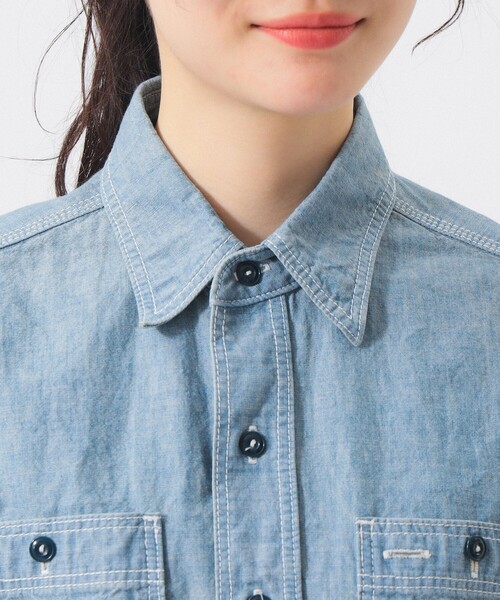 BEAMS BOY(ビームスボーイ)の「シャンブレー ショートスリーブ(シャツ/ブラウス・レディース・ブラック/インディゴブルー・2/1)」の10枚目の写真