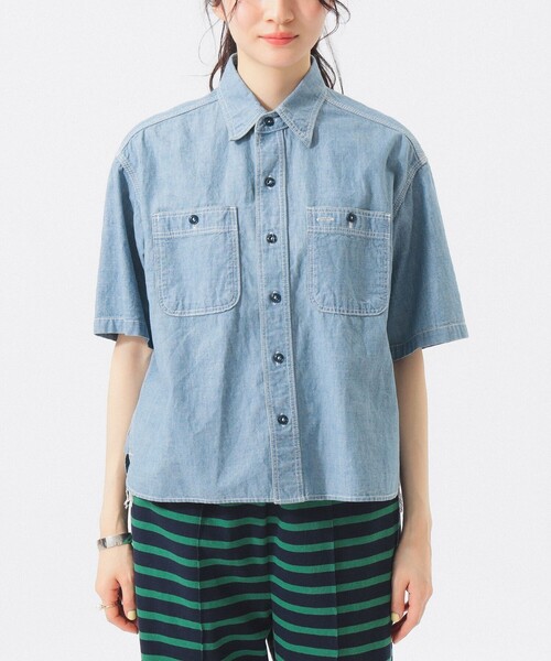 BEAMS BOY(ビームスボーイ)の「シャンブレー ショートスリーブ(シャツ/ブラウス・レディース・ブラック/インディゴブルー・2/1)」の14枚目の写真