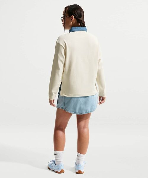 NIKE（ナイキ）の「ナイキ スポーツウェア コレクション ジュニア (ガールズ) ロングスリーブ ポロ トップ / Nike Sportswear Collection Big Kids' (Girls') Long-Sleeve Polo Top IF2311-047 Soft Pearl（ポロシャツ・キッズ・アイボリー系・140/150/130/160）」の5枚目の写真
