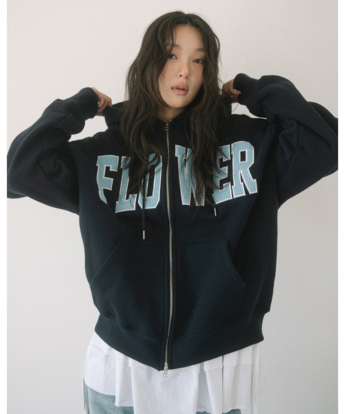 HAVISM（ヘビズム）の「CORDUROY FLOWER ZIP UP HOOD(NAVY)（パーカー・レディース・その他・ONE SIZE）」の5枚目の写真