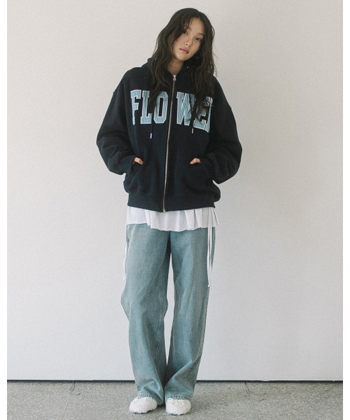HAVISM（ヘビズム）の「CORDUROY FLOWER ZIP UP HOOD(NAVY)（パーカー・レディース・その他・ONE SIZE）」の4枚目の写真