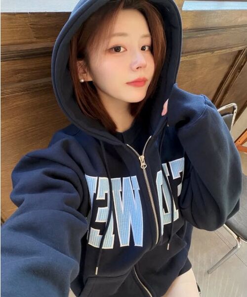 HAVISM（ヘビズム）の「CORDUROY FLOWER ZIP UP HOOD(NAVY)（パーカー・レディース・その他・ONE SIZE）」の3枚目の写真