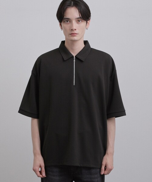 セール】ジョーゼットハーフジップポロカットソー（Tシャツ/カットソー