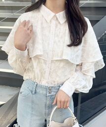 シアーケープロングスリーブブラウス