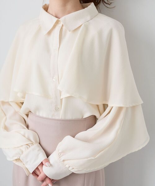 MAJESTIC LEGON（マジェスティックレゴン）の「シアーケープロングスリーブブラウス（シャツ/ブラウス・レディース・ブラック/ブラック系その他/ホワイト系その他2/グレー/グレー系その他/アイボリー・MEDIUM）」の13枚目の写真