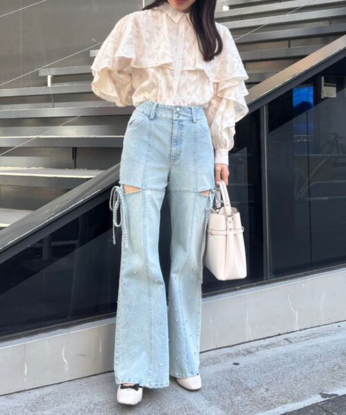 MAJESTIC LEGON（マジェスティックレゴン）の「シアーケープロングスリーブブラウス（シャツ/ブラウス・レディース・ブラック/ブラック系その他/ホワイト系その他2/グレー/グレー系その他/アイボリー・MEDIUM）」の14枚目の写真