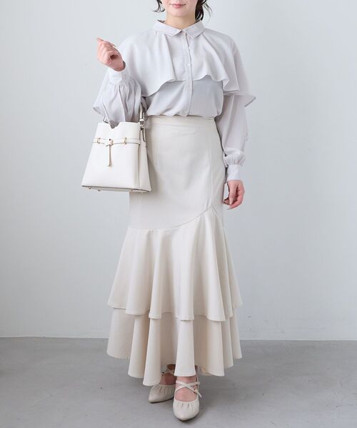 MAJESTIC LEGON（マジェスティックレゴン）の「シアーケープロングスリーブブラウス（シャツ/ブラウス・レディース・ブラック/ブラック系その他/ホワイト系その他2/グレー/グレー系その他/アイボリー・MEDIUM）」の16枚目の写真