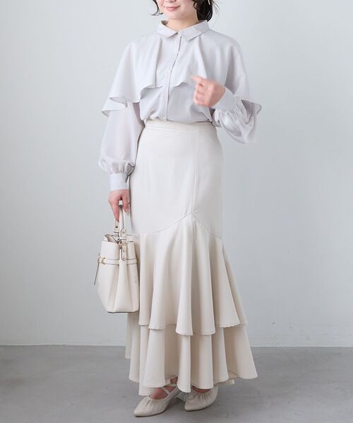 MAJESTIC LEGON（マジェスティックレゴン）の「シアーケープロングスリーブブラウス（シャツ/ブラウス・レディース・ブラック/ブラック系その他/ホワイト系その他2/グレー/グレー系その他/アイボリー・MEDIUM）」の17枚目の写真