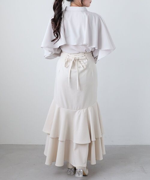 MAJESTIC LEGON（マジェスティックレゴン）の「シアーケープロングスリーブブラウス（シャツ/ブラウス・レディース・ブラック/ブラック系その他/ホワイト系その他2/グレー/グレー系その他/アイボリー・MEDIUM）」の18枚目の写真