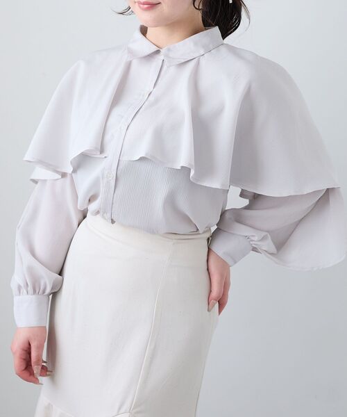 MAJESTIC LEGON（マジェスティックレゴン）の「シアーケープロングスリーブブラウス（シャツ/ブラウス・レディース・ブラック/ブラック系その他/ホワイト系その他2/グレー/グレー系その他/アイボリー・MEDIUM）」の20枚目の写真