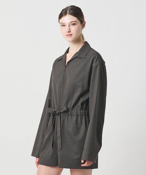 LOEFF（ロエフ）の「＜LOEFF＞ショート オールインワン（つなぎ/オールインワン・レディース・ダークグレー/ダークブラウン・0/1）」の2枚目の写真