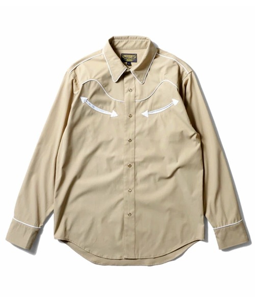 HOUSTON（ヒューストン）の「［UNIVERD72/ユニバード］TWILL WESTERN SHIRT ポリツイル ウエスタンシャツ（シャツ/ブラウス・メンズ・オフホワイト/ブルー/ブラック/ベージュ/ピンク・M/L/XL）」の3枚目の写真