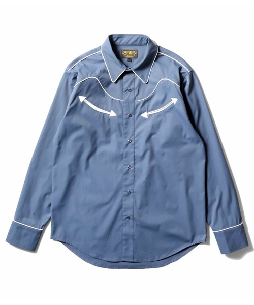 HOUSTON（ヒューストン）の「［UNIVERD72/ユニバード］TWILL WESTERN SHIRT ポリツイル ウエスタンシャツ（シャツ/ブラウス・メンズ・オフホワイト/ブルー/ブラック/ベージュ/ピンク・M/L/XL）」の4枚目の写真