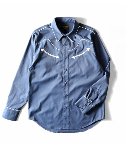HOUSTON（ヒューストン）の「［UNIVERD72/ユニバード］TWILL WESTERN SHIRT ポリツイル ウエスタンシャツ（シャツ/ブラウス・メンズ・オフホワイト/ブルー/ブラック/ベージュ/ピンク・M/L/XL）」の6枚目の写真