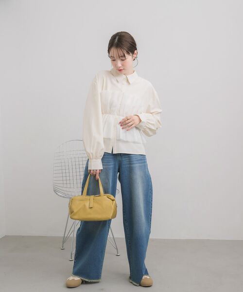 RETRO GIRL(レトロガール)の「チュールドッキングSH(シャツ/ブラウス・レディース・ライトグレー/オフホワイト/ブルー系その他・FREE)」の4枚目の写真