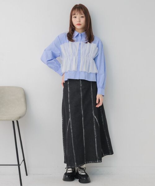 RETRO GIRL(レトロガール)の「チュールドッキングSH(シャツ/ブラウス・レディース・ライトグレー/オフホワイト/ブルー系その他・FREE)」の13枚目の写真