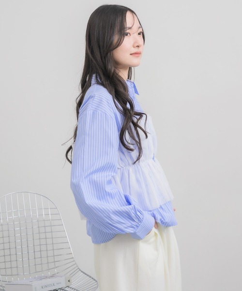 RETRO GIRL(レトロガール)の「チュールドッキングSH(シャツ/ブラウス・レディース・ライトグレー/オフホワイト/ブルー系その他・FREE)」の22枚目の写真