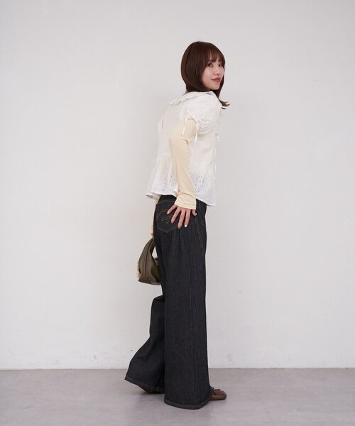 CIAOPANIC(チャオパニック)の「【She desires…】レースアップパフスリーブブラウス(シャツ/ブラウス・レディース・ホワイト・ONE SIZE)」の7枚目の写真