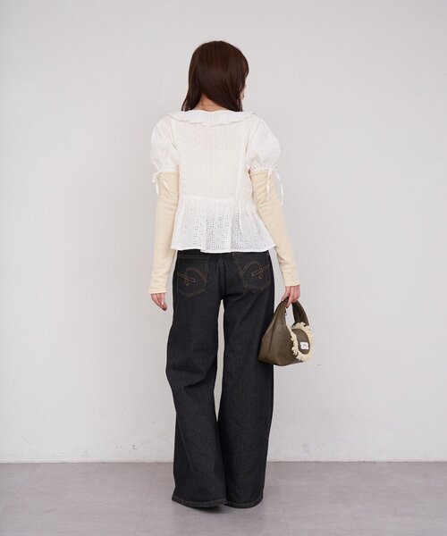 CIAOPANIC(チャオパニック)の「【She desires…】レースアップパフスリーブブラウス(シャツ/ブラウス・レディース・ホワイト・ONE SIZE)」の8枚目の写真