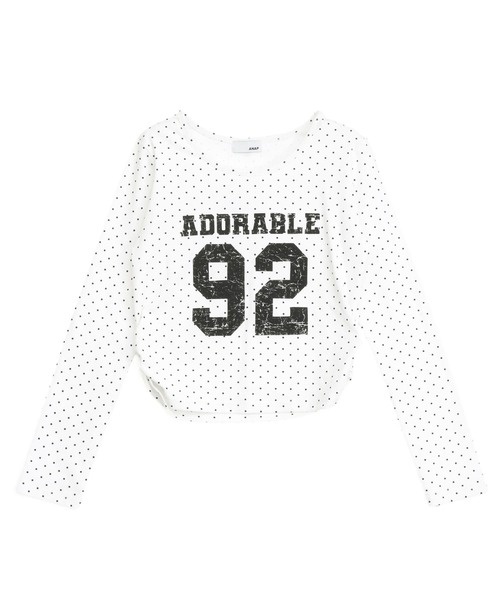 ANAP(アナップ)の「ドット柄サイドギャザーナンバリングロンT(Tシャツ/カットソー・レディース・グレー/オフホワイト・F)」の13枚目の写真
