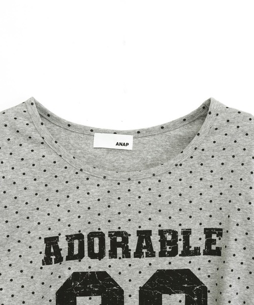 ANAP(アナップ)の「ドット柄サイドギャザーナンバリングロンT(Tシャツ/カットソー・レディース・グレー/オフホワイト・F)」の14枚目の写真