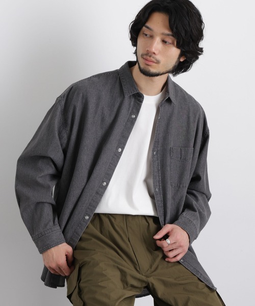 NANO universe(ナノユニバース)の「6.5oz リラックスデニムシャツ 長袖(シャツ/ブラウス・メンズ・ブルー/グレー/ブラック・L/M/S)」の1枚目の写真