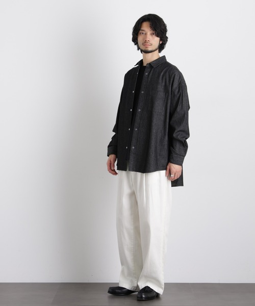 NANO universe(ナノユニバース)の「6.5oz リラックスデニムシャツ 長袖(シャツ/ブラウス・メンズ・ブルー/グレー/ブラック・L/M/S)」の15枚目の写真