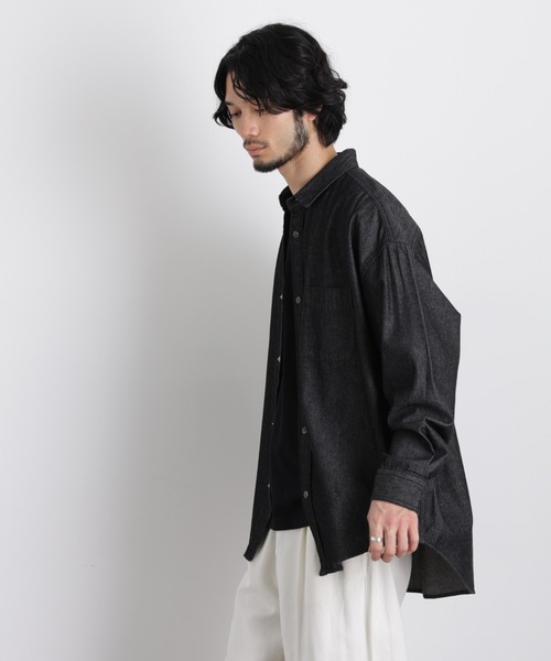 NANO universe(ナノユニバース)の「6.5oz リラックスデニムシャツ 長袖(シャツ/ブラウス・メンズ・ブルー/グレー/ブラック・L/M/S)」の12枚目の写真