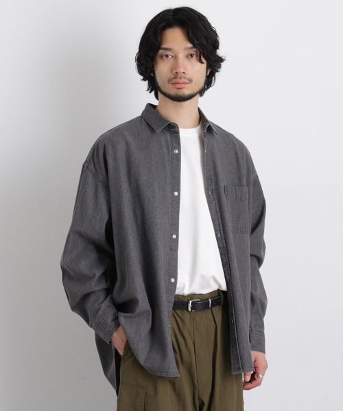 NANO universe(ナノユニバース)の「6.5oz リラックスデニムシャツ 長袖(シャツ/ブラウス・メンズ・ブルー/グレー/ブラック・L/M/S)」の4枚目の写真