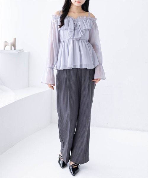 clear（クリア）の「フロントフリルオフショル長袖ブラウス（シャツ/ブラウス・レディース・イエロー/アイボリー/ピンク/ライトグレー・F）」の22枚目の写真