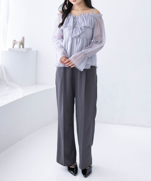 clear（クリア）の「フロントフリルオフショル長袖ブラウス（シャツ/ブラウス・レディース・イエロー/アイボリー/ピンク/ライトグレー・F）」の21枚目の写真